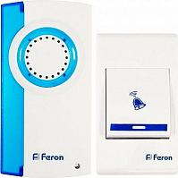 Купить Звонок дверной беспроводной Feron Е-221  Электрический 32 мелодии белый синий с питанием от батареек