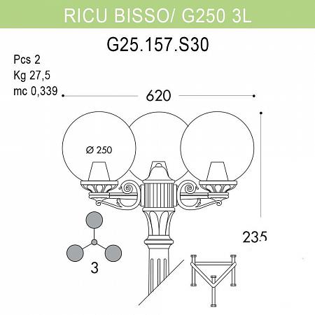 Купить Уличный фонарь Fumagalli Ricu Bisso/G250 3L G25.157.S30.BYE27