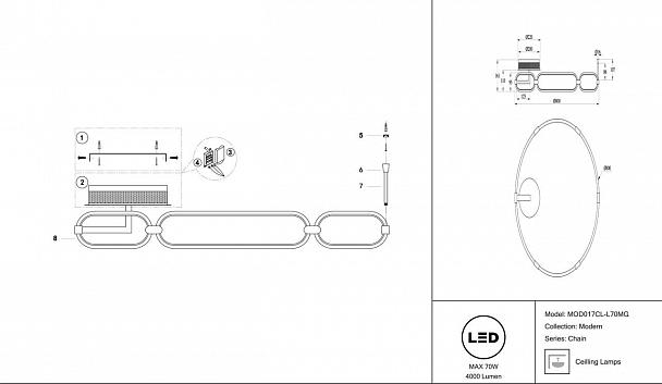 Купить Потолочный светодиодный светильник Maytoni Chain MOD017CL-L70MG