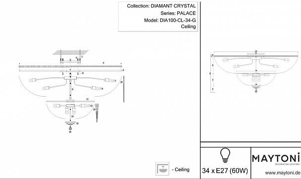 Купить Потолочная люстра Maytoni Palace DIA100-CL-34-G