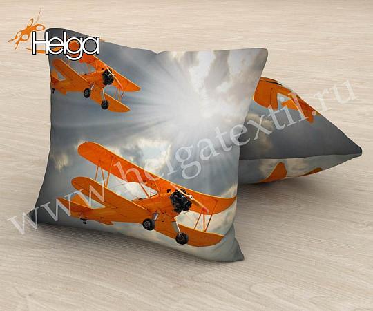 Купить Оранжевые самолеты арт.ТФП3001 (45х45-1шт)  фотоподушка (подушка Габардин ТФП)