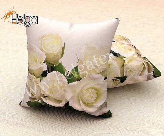 Купить Букет белых роз арт.ТФП2302 (45х45-1шт)  фотоподушка (подушка Габардин ТФП)